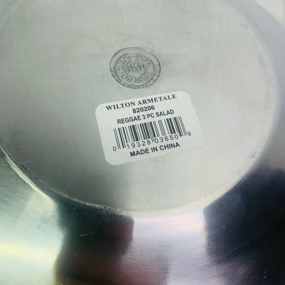 Wilton Armetale REGGAE Pewter Holloware Abstract Design 3 Piece Large Salad Set - Picture 4 of 11